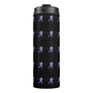 Jogging - Runners Silhouette with Heartbeat Black Thermal Tumbler