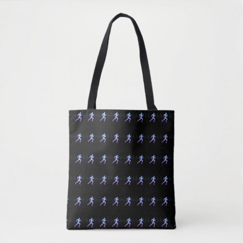 Jogging _ Runners Silhouette with Heartbeat Black Tote Bag