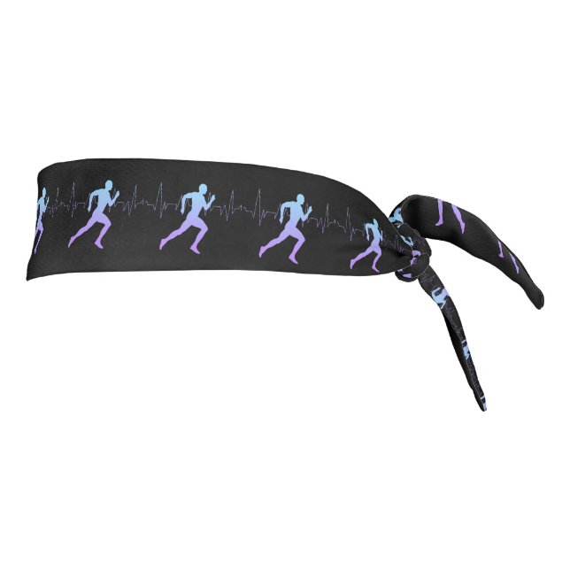 Jogging - Runners Silhouette with Heartbeat Tie Headband (Rotate 90)