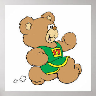 Jogging Running Bear Poster