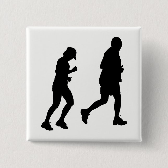 Jogging Silhouette Pinback Button (Front)