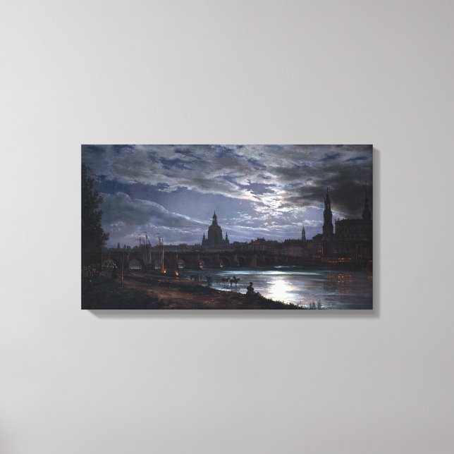 Johan Christian Dahl View of Dresden by Moonlight Canvas Print (Front)