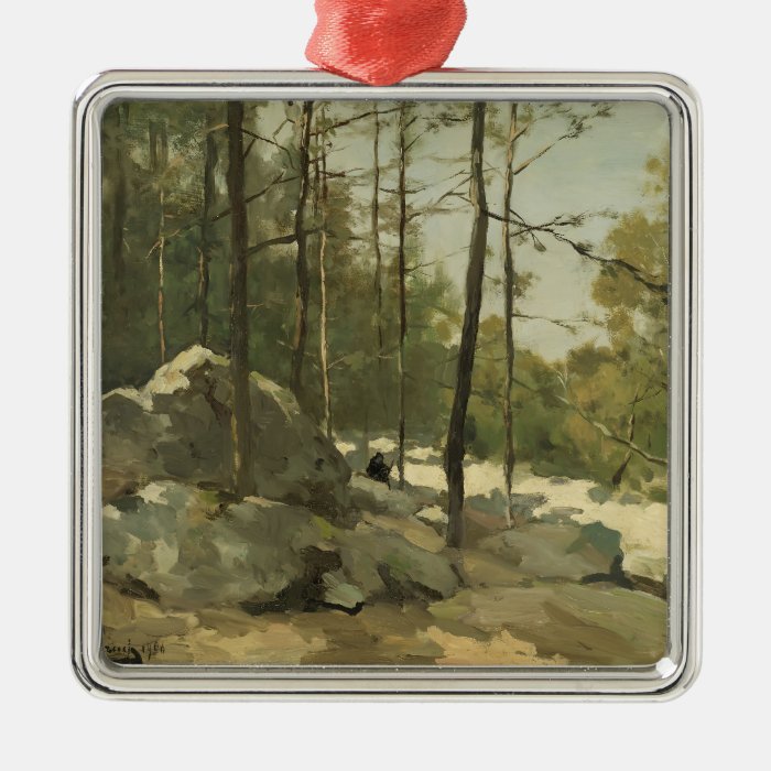 Johan Weissenbruch  Forest View near Barbizon Christmas Ornament