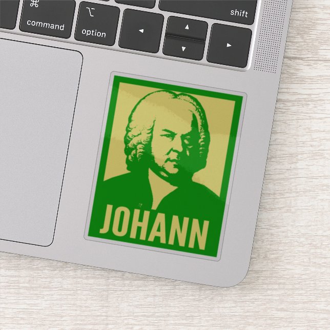 Johann Bach Pop Art Portrait Custom Cut Vinyl Sticker (Detail)