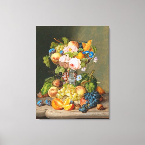 Johann Geo Seitz Still Life with Flowers and Fruit Canvas Print