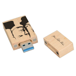 Johann Sebastian Bach abstract in black and white Wood Flash Drive