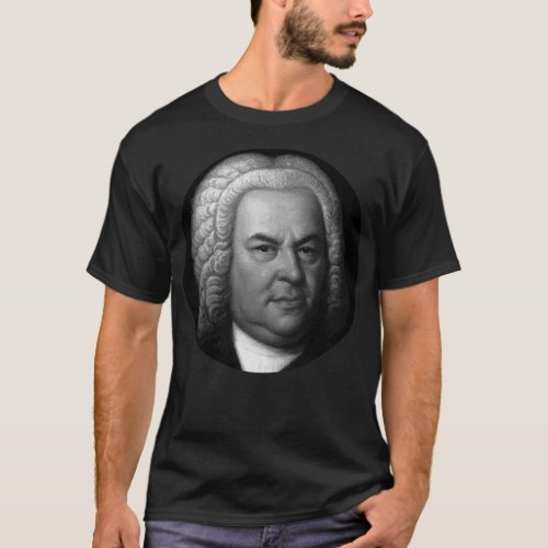 Johann Sebastian Bach Black and White Portrait Sti T_Shirt
