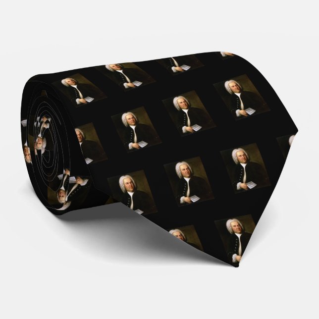 Johann Sebastian Bach Black Neck Tie (Rolled)