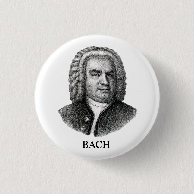 Johann Sebastian Bach, black Pinback Button (Front)
