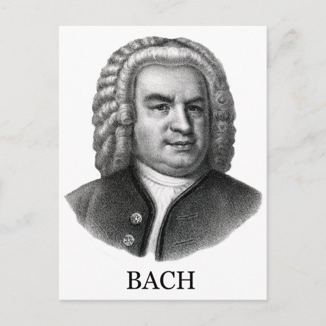 Johann Sebastian Bach, black Postcard (Front)