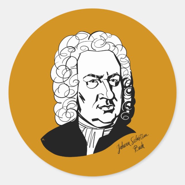 Johann Sebastian Bach Classic Round Sticker (Front)