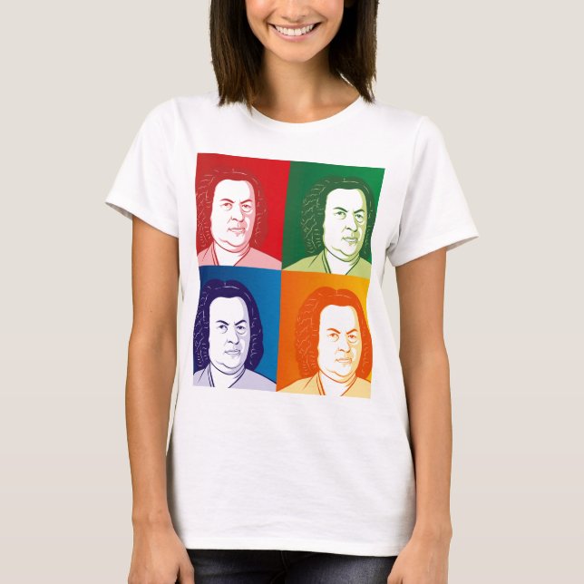Johann Sebastian Bach im Cartoon Stil T-Shirt (Front)
