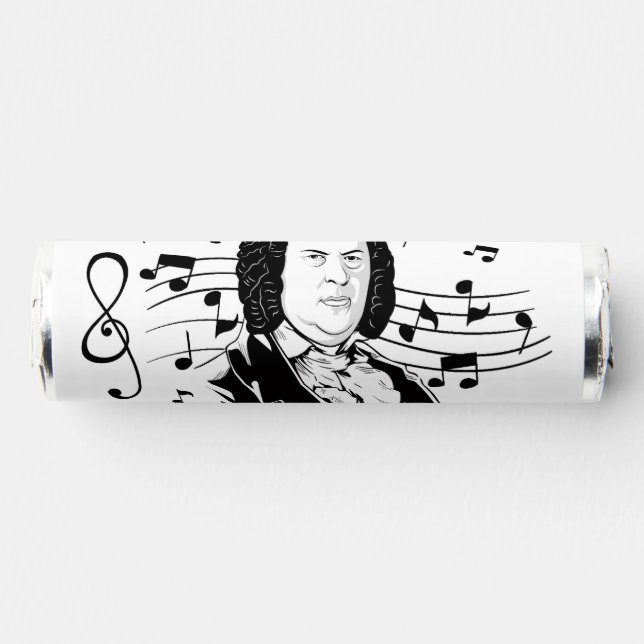 Johann Sebastian Bach Portrait and Bust with Notes Breath Savers® Mints (Front)