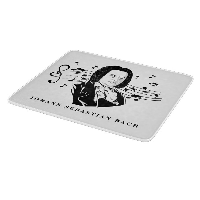 Johann Sebastian Bach Portrait and Bust with Notes Cutting Board (Corner)