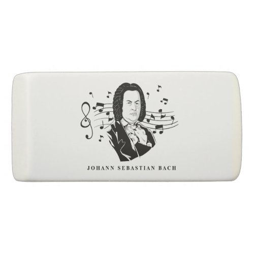 Johann Sebastian Bach Portrait and Bust with Notes Eraser