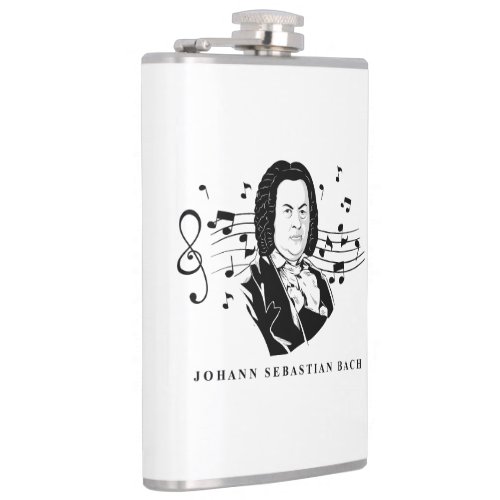 Johann Sebastian Bach Portrait and Bust with Notes Flask