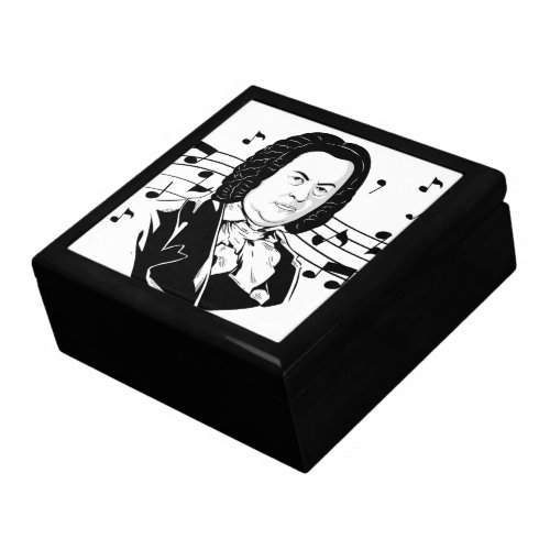 Johann Sebastian Bach Portrait and Bust with Notes Gift Box