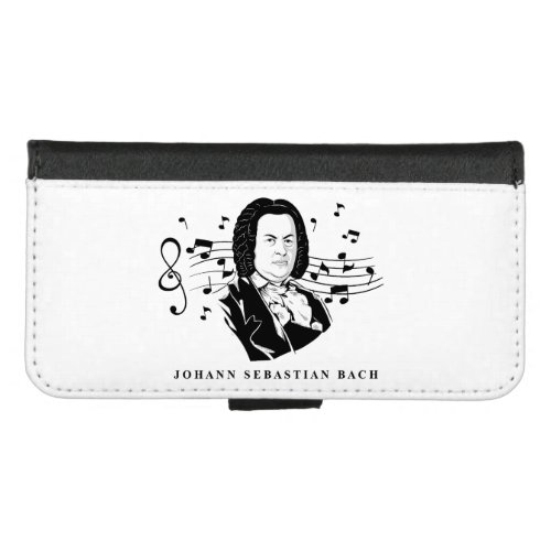 Johann Sebastian Bach Portrait and Bust with Notes iPhone 87 Wallet Case