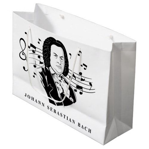 Johann Sebastian Bach Portrait and Bust with Notes Large Gift Bag