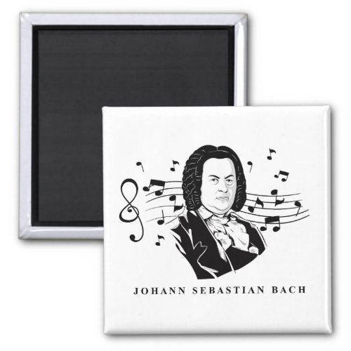 Johann Sebastian Bach Portrait and Bust with Notes Magnet
