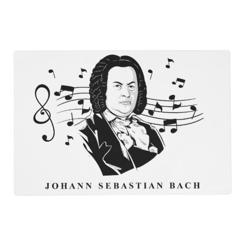 Johann Sebastian Bach Portrait and Bust with Notes Placemat