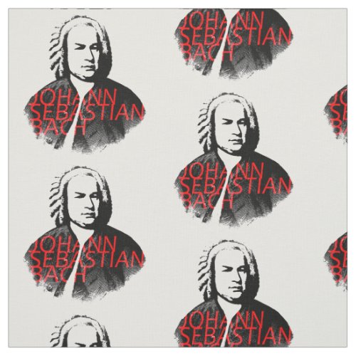 Johann Sebastian Bach portrait and red letters Fabric