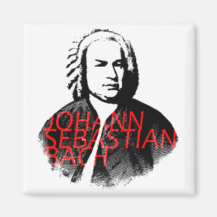Johann Sebastian Bach portrait and red letters Magnet