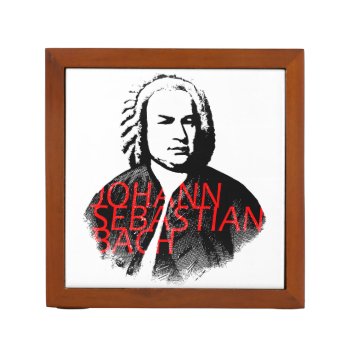 Johann Sebastian Bach Portrait And Red Letters Pencil Holder by Cesar_Padilla at Zazzle