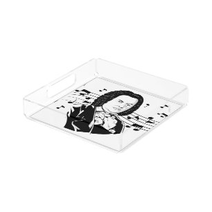 Johann Sebastian Bach Portrait / Bust with Notes Acrylic Tray