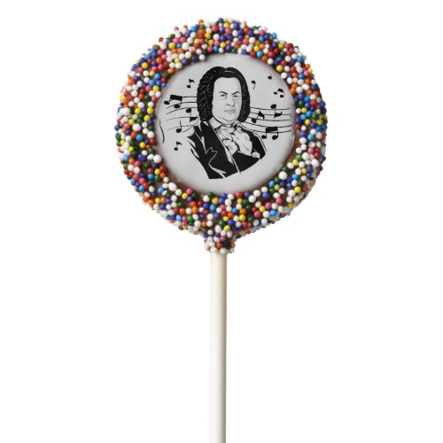 Johann Sebastian Bach Portrait  Bust with Notes Chocolate Covered Oreo Pop