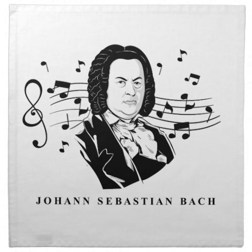 Johann Sebastian Bach Portrait  Bust with Notes Cloth Napkin