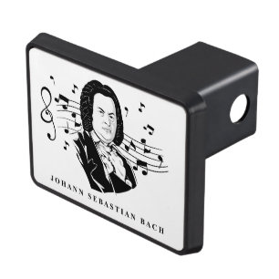 Johann Sebastian Bach Portrait / Bust with Notes Hitch Cover