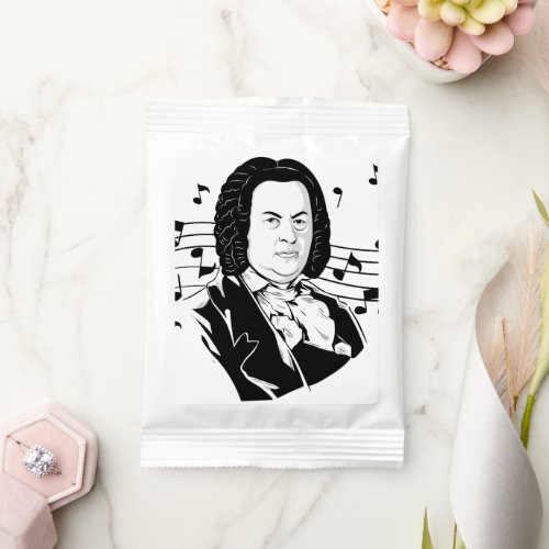 Johann Sebastian Bach Portrait  Bust with Notes Hot Chocolate Drink Mix