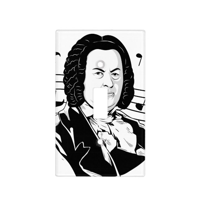 Johann Sebastian Bach Portrait / Bust with Notes Light Switch Cover (Front)