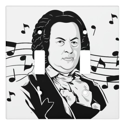 Johann Sebastian Bach Portrait  Bust with Notes Light Switch Cover