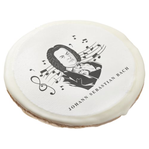 Johann Sebastian Bach Portrait  Bust with Notes Sugar Cookie