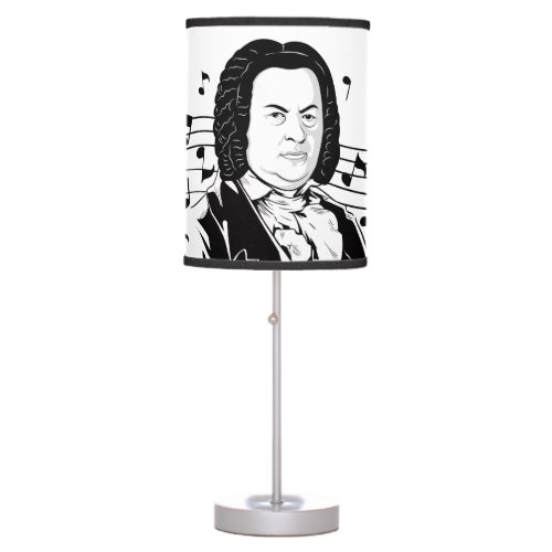 Johann Sebastian Bach Portrait  Bust with Notes Table Lamp
