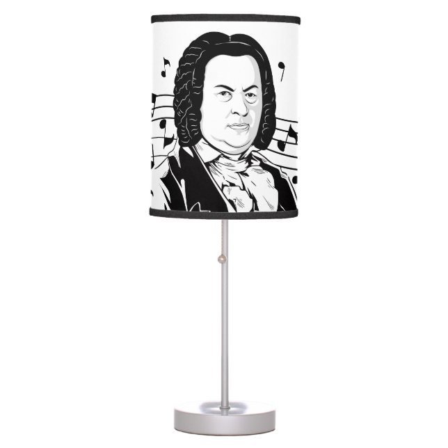 Johann Sebastian Bach Portrait / Bust with Notes Table Lamp (Front)