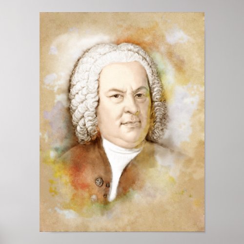 Johann Sebastian Bach Portrait im Aquarell Style Poster