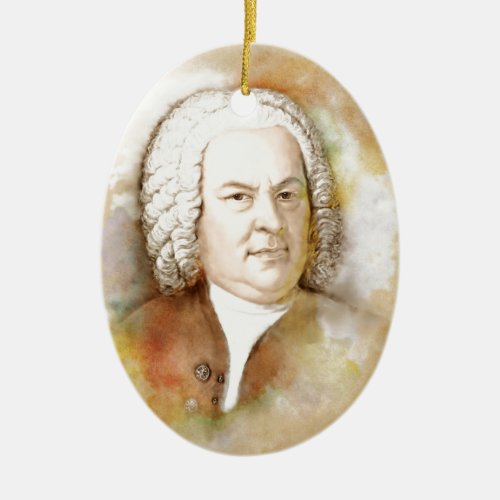 Johann Sebastian Bach Portrait in beige Ceramic Ornament