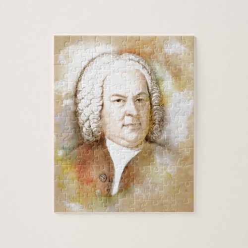 Johann Sebastian Bach Portrait in beige Jigsaw Puzzle