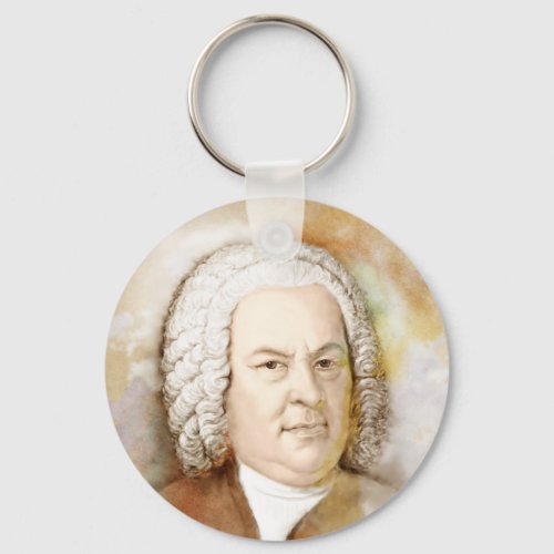 Johann Sebastian Bach Portrait in beige Keychain