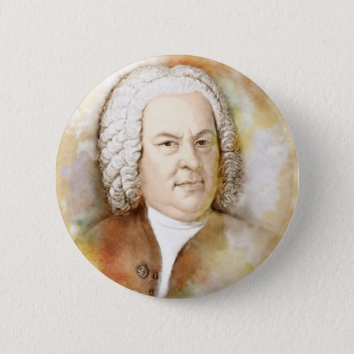 Johann Sebastian Bach Portrait in beige Pinback Button