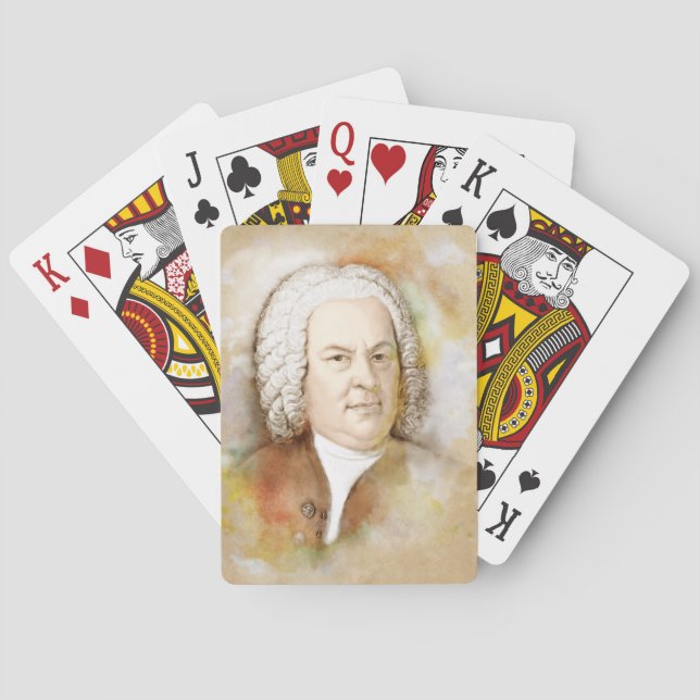 Johann Sebastian Bach Portrait in beige Poker Cards (Back)