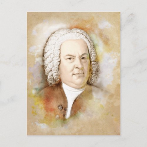 Johann Sebastian Bach Portrait in beige Postcard