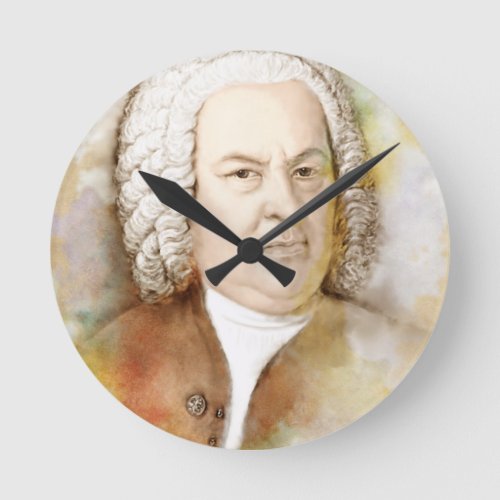 Johann Sebastian Bach Portrait in beige Round Clock