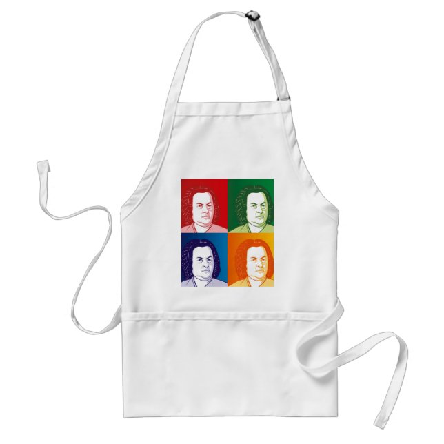 Johann Sebastian Bach Portrait in vier Farben Adult Apron (Front)