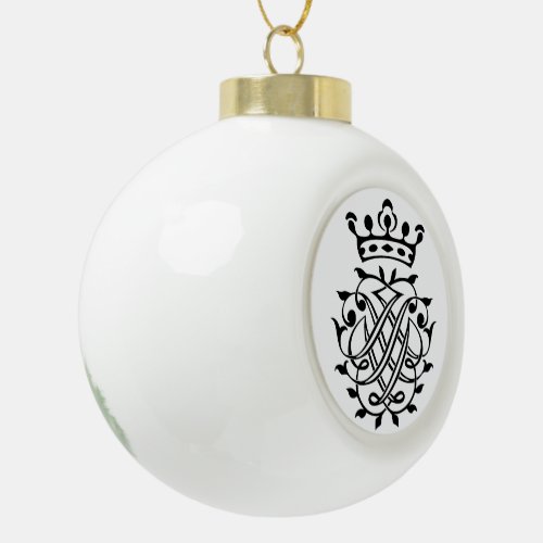 Johann Sebastian Bach Seal Crest Monogram Insignia Ceramic Ball Christmas Ornament