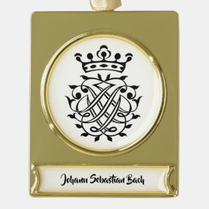 Johann Sebastian Bach Seal Crest Monogram Insignia Gold Plated Banner Ornament