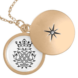 Johann Sebastian Bach Seal Crest Monogram Insignia Gold Plated Necklace